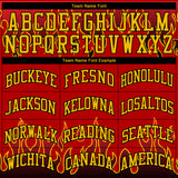 Custom Red Gold-Black Flame Round Neck Sublimation Basketball Suit Jersey