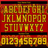 Custom Red Gold-Black Flame Round Neck Sublimation Basketball Suit Jersey