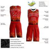 Custom Red Red-Black Flame Round Neck Sublimation Basketball Suit Jersey