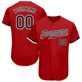 Custom Red Black-White Authentic Baseball Jersey