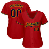 Custom Red Navy-Gold Authentic Baseball Jersey
