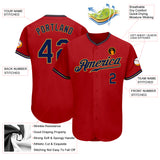 Custom Red Navy-Old Gold Authentic Baseball Jersey
