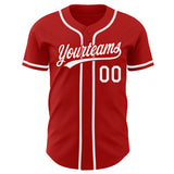 Custom Red White Authentic Baseball Jersey