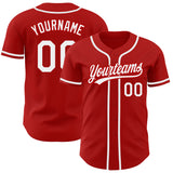 Custom Red White Authentic Baseball Jersey