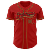 Custom Red Red Black-Old Gold Authentic Baseball Jersey