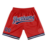 Custom Red Navy-White Authentic Throwback Basketball Shorts