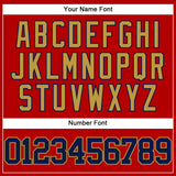 Custom Red Navy-Old Gold Authentic Baseball Jersey