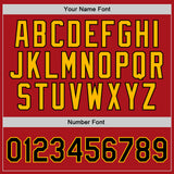 Custom Red Black-Gold Authentic Throwback Basketball Jersey