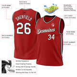 Custom Red White-Black Authentic Throwback Basketball Jersey