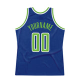 Custom Royal Neon Green-White Authentic Throwback Basketball Jersey