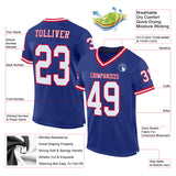 Custom Royal White-Red Mesh Authentic Throwback Football Jersey