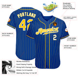 Custom Royal Gold Pinstripe Gold-White Authentic Baseball Jersey