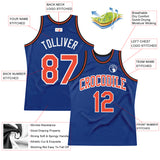 Custom Royal Orange-White Authentic Throwback Basketball Jersey