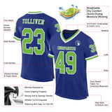 Custom Royal Neon Green-White Mesh Authentic Throwback Football Jersey