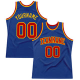 Custom Royal Red-Gold Authentic Throwback Basketball Jersey