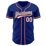Custom Royal White-Orange Authentic Baseball Jersey