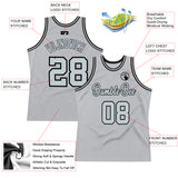 Custom Gray Silver-Black Authentic Throwback Basketball Jersey