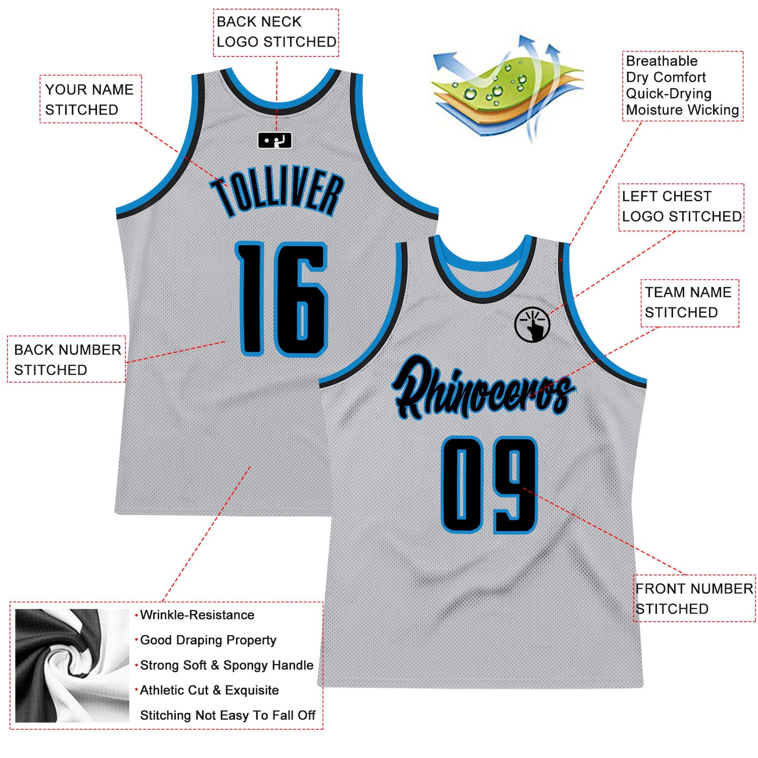 Custom Gray Navy-Blue Authentic Throwback Basketball Jersey