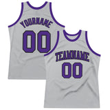 Custom Gray Purple-Black Authentic Throwback Basketball Jersey