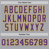 Custom Gray Purple-Gold Authentic Throwback Basketball Jersey