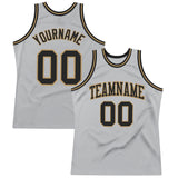 Custom Gray Black-Old Gold Authentic Throwback Basketball Jersey