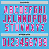 Custom Sky Blue Hot Pink-White Hockey Jersey