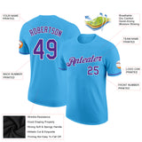 Custom Sky Blue Purple-White Performance T-Shirt