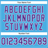 Custom Sky Blue Purple-White Performance T-Shirt