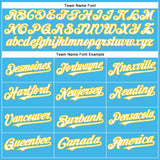 Custom Sky Blue White-Yellow Authentic Baseball Jersey