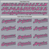 Custom Gray Pink-Kelly Green Authentic Sleeveless Baseball Jersey