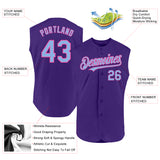 Custom Purple Light Blue-Pink Authentic Sleeveless Baseball Jersey