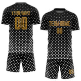 Custom Black Old Gold-White Sublimation Soccer Uniform Jersey