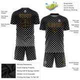 Custom Black Old Gold-White Sublimation Soccer Uniform Jersey
