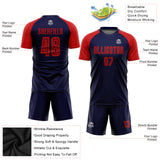 Custom Navy Red Sublimation Soccer Uniform Jersey