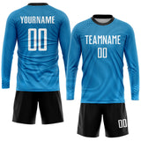 Custom Light Blue White-Black Sublimation Soccer Uniform Jersey