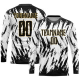 Custom White Black-Old Gold Sublimation Soccer Uniform Jersey