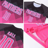 Custom Pink Pink-Black Sublimation Soccer Uniform Jersey