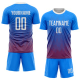 Custom Royal White-Red Sublimation Soccer Uniform Jersey