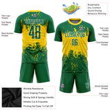 Custom Green Green-Gold Sublimation Soccer Uniform Jersey
