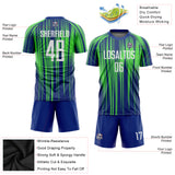 Custom Neon Green White-Royal Sublimation Soccer Uniform Jersey