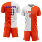 Custom White Orange-Purple Sublimation Split Fashion Soccer Uniform Jersey