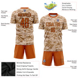 Custom Camo Texas Orange-Brown Sublimation Salute To Service Soccer Uniform Jersey