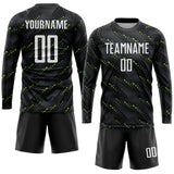 Custom Black White-Kelly Green Sublimation Soccer Uniform Jersey