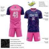 Custom Navy White-Pink Sublimation Soccer Uniform Jersey