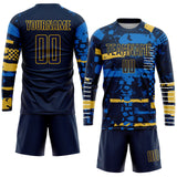 Custom Navy Navy-Gold Sublimation Soccer Uniform Jersey