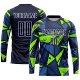 Custom Navy Navy-Neon Green Sublimation Soccer Uniform Jersey