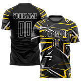 Custom Black Black-Gold Sublimation Soccer Uniform Jersey