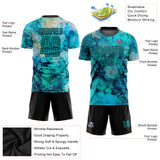 Custom Tie Dye Teal-Black Sublimation Soccer Uniform Jersey