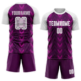 Custom Purple White Sublimation Soccer Uniform Jersey