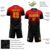 Custom Red Gold-Black Sublimation Fade Fashion Soccer Uniform Jersey